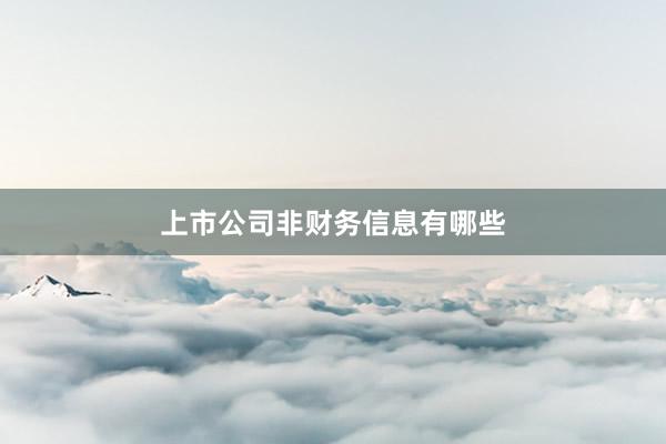上市公司非财务信息有哪些
