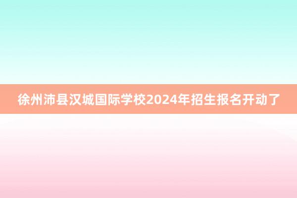 徐州沛县汉城国际学校2024年招生报名开动了